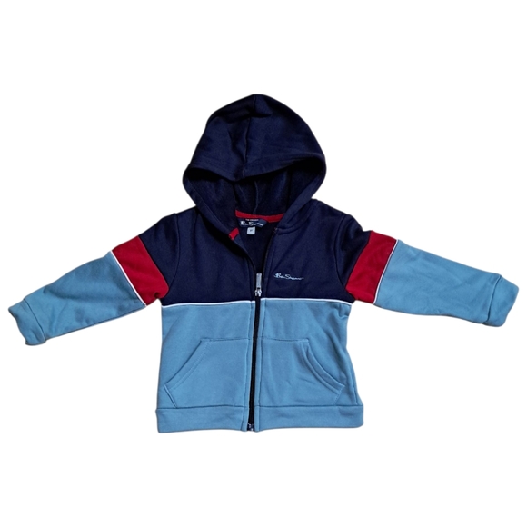 Ben Sherman Other - Ben Sherman Zippered Sweatshirt with Hood, Plush Inner Fabric Sz 3T Blue and Red